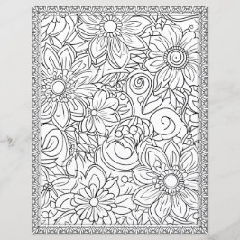 Papel de Scrapbook de Página para Colorir Floral E