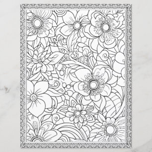 Papel de Scrapbook de Página para Colorir Floral E