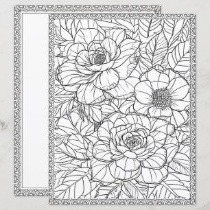 Papel de Scrapbook de Página para Colorir Floral E