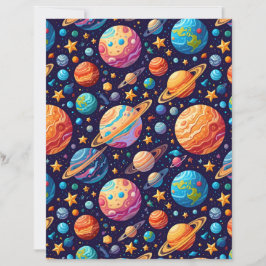 Papel de Scrapbook de Planetas de Desenho Animado 