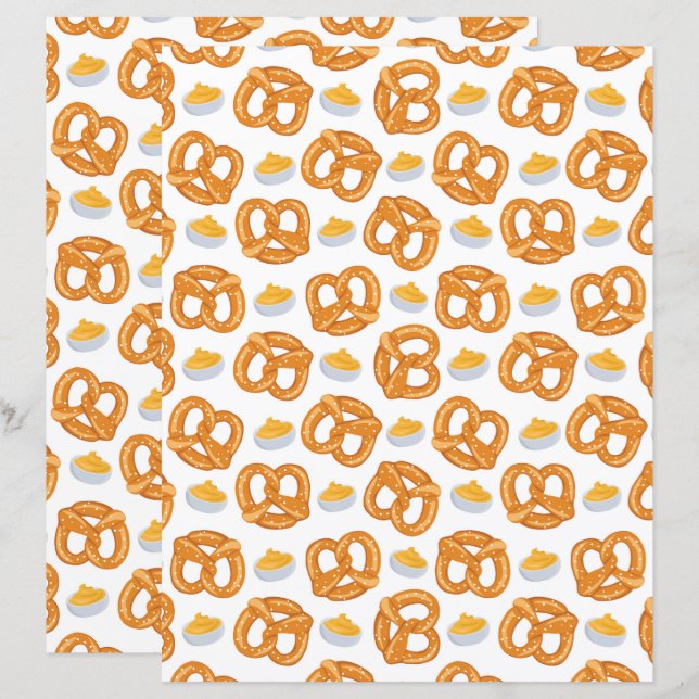 Papel de Scrapbook de Pretzels & Queijo (Frente/Verso)