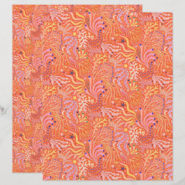 Papel de Scrapbook de Seagrass Laranja Boho de Pra