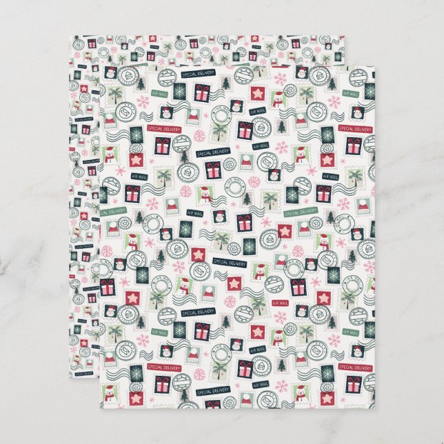 Papel de Scrapbook de Selos de Natal (Frente/Verso)