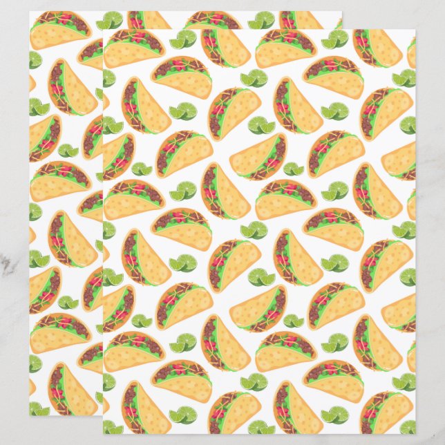 Papel de Scrapbook de Tacos (Frente/Verso)