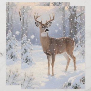 Papel de Scrapbook de Veado e Magia de Inverno