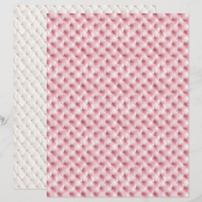Papel de Scrapbook Diamante Rosa Coquette Vintage (Frente/Verso)