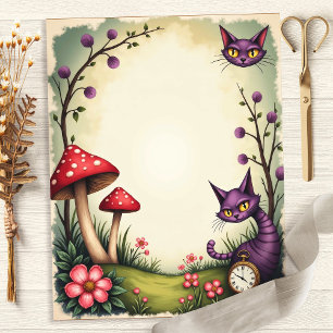Papel de Scrapbook do Relógio do Cogumelo do Gato 