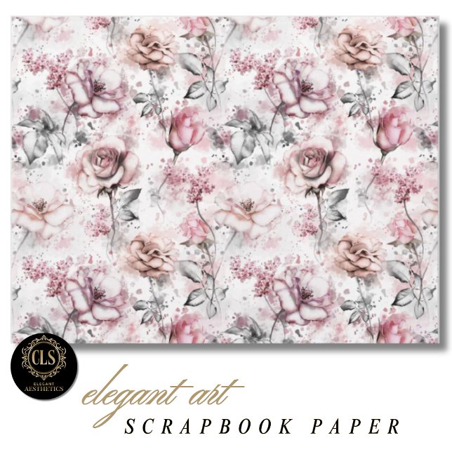Papel de Scrapbook Efêmero Rosa Vintage  (Decoupage Paper – Vintage Rose Ephemera)