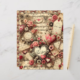 Papel de Scrapbook Ephemera de Valentines Vintage