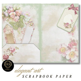 Papel de Scrapbook Ephemera Floral Vintage #7