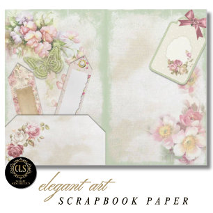Papel de Scrapbook Ephemera Floral Vintage #7