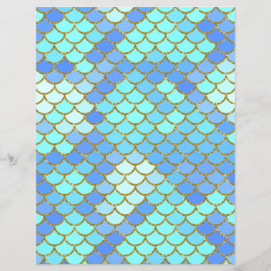Papel de Scrapbook Escamas de Sereia Turquesa