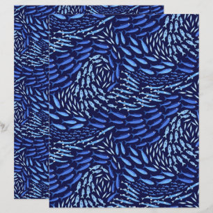 Papel de Scrapbook Escuro - Peixes Nadanado no Oce