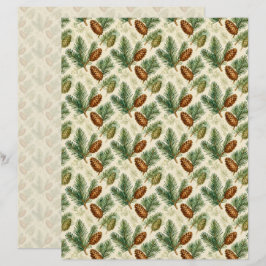 Papel de Scrapbook Evergreens e Cones