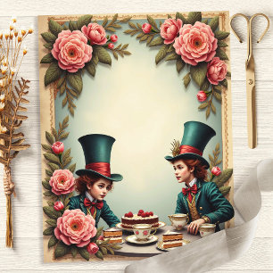 Papel de Scrapbook Festa do Chá do Chapeleiro Louc