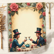 Papel de Scrapbook Festa do Chá do Chapeleiro Louc