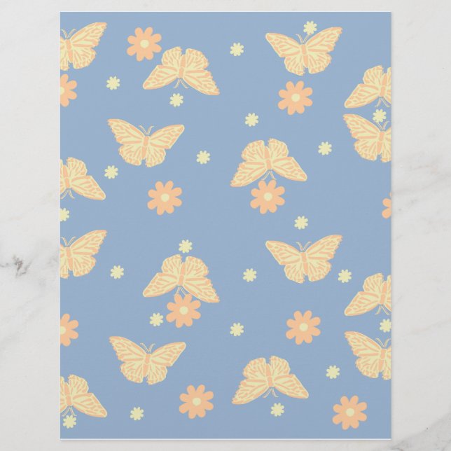 Papel de scrapbook Flor & Borboleta (Frente)