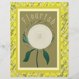 Papel de Scrapbook Flor Florescer Amarelo 2 Lados