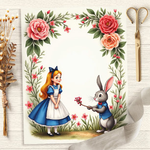 Papel de Scrapbook Floral Alice e Coelho
