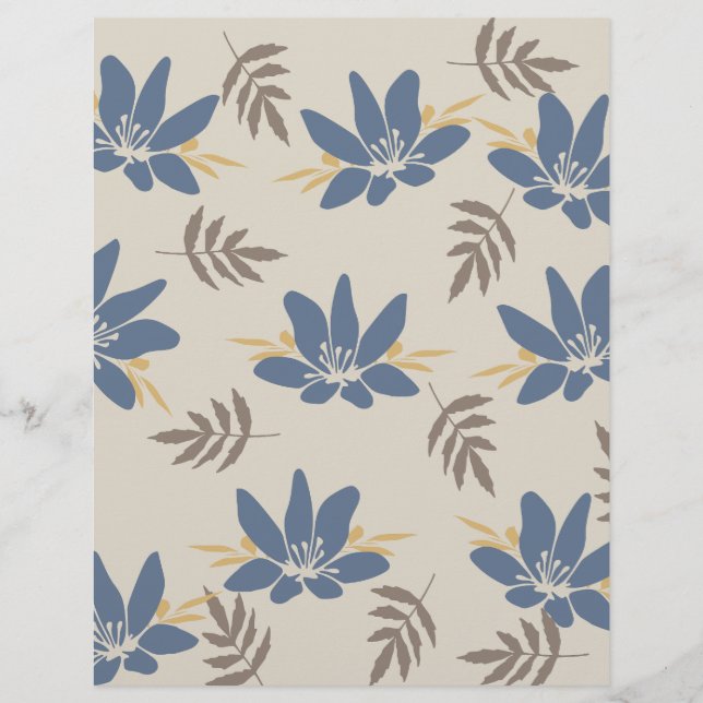 Papel de Scrapbook floral azul: (Frente)