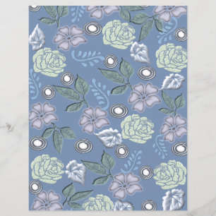 Papel de Scrapbook Floral Azul