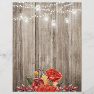 Papel de Scrapbook Floral de Outono Rústico e Pote