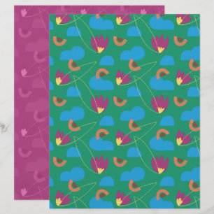 Papel de Scrapbook Floral em Nuvem
