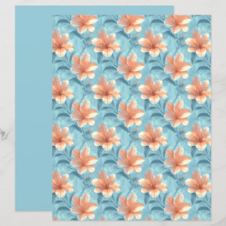 Papel de Scrapbook Floral Hibisco Pêssego