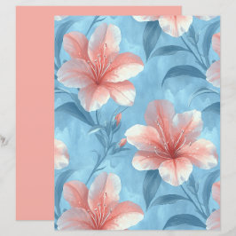 Papel de Scrapbook Floral Hibisco Pêssego
