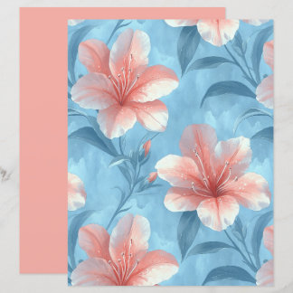 Papel de Scrapbook Floral Hibisco Pêssego