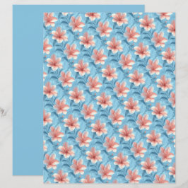 Papel de Scrapbook Floral Hibisco Pêssego