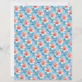 Papel de Scrapbook Floral Hibisco Pêssego