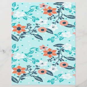 Papel de scrapbook floral laranja e azul