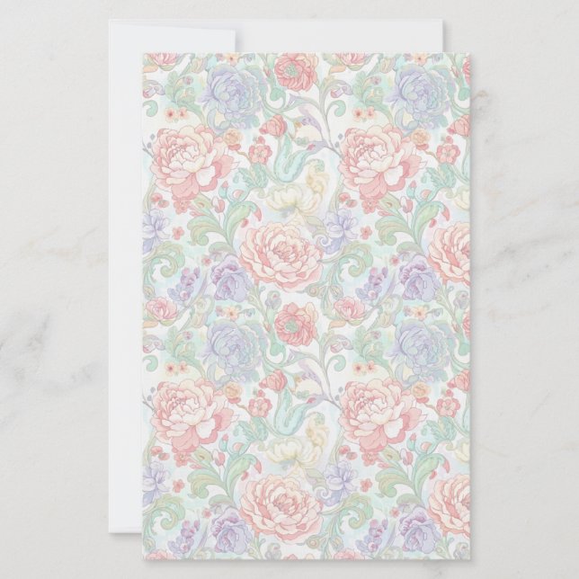 Papel de Scrapbook Floral Pastel Elegante de Dois  (Frente)