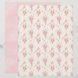 Papel de Scrapbook Floral Rosa Coquete Vintage