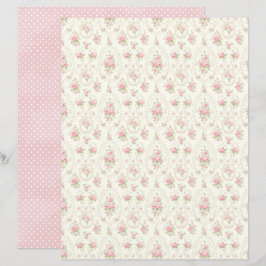 Papel de Scrapbook Floral Rosa Coquette Vintage