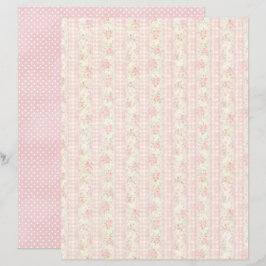 Papel de Scrapbook Floral Rosa Coquette Vintage