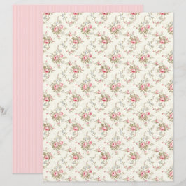Papel de Scrapbook Floral Rosa Coquette Vintage Fo
