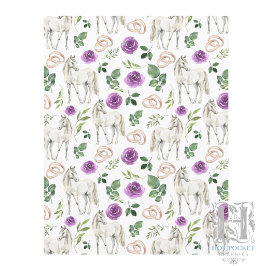 Papel de Scrapbook Floral Roxo Rústico Equestre