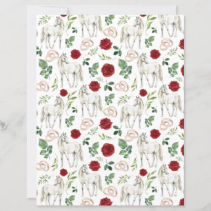Papel de Scrapbook Floral Vermelho Rústico Equestr