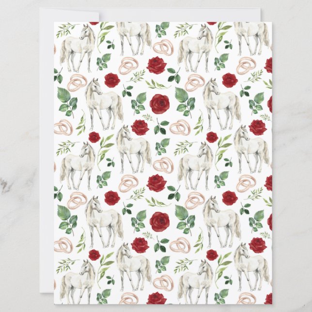 Papel de Scrapbook Floral Vermelho Rústico Equestr (Frente)