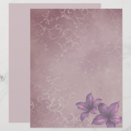 Papel de Scrapbook Floral Vintage Roxo – Lilás Sua