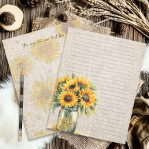 Papel de Scrapbook Forrado com Buquê de Girassóis