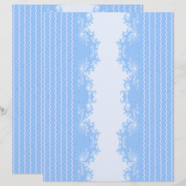 Papel de Scrapbook Fractal Natal Azul Pastel (Frente/Verso)
