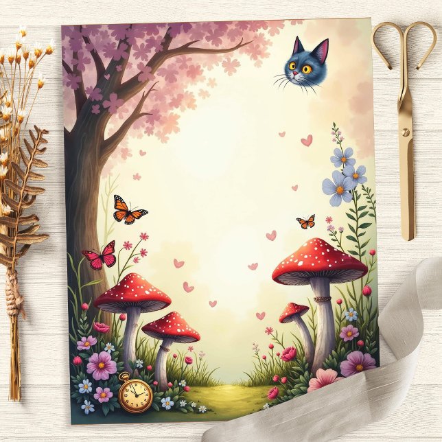 Papel de Scrapbook Jardim de Cogumelos do Gato de  (Criador carregado)