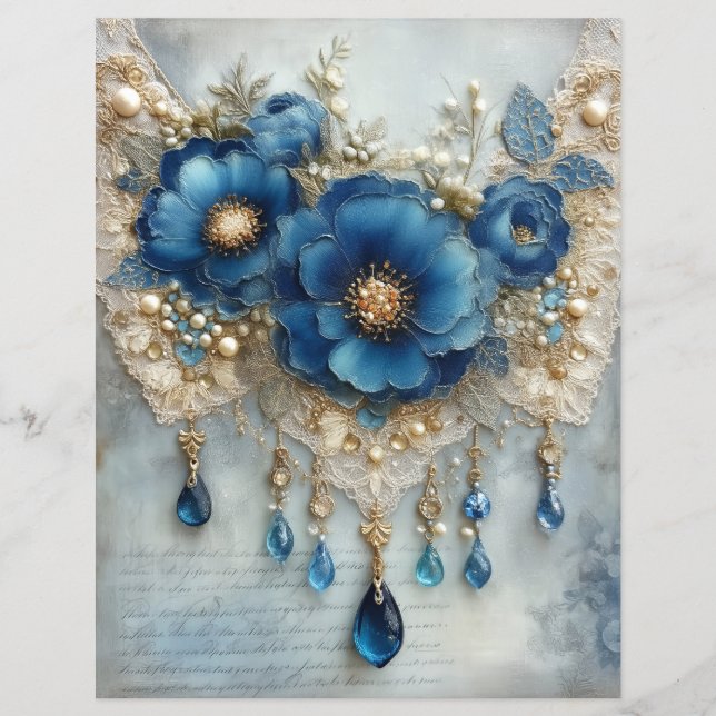 Papel de Scrapbook Journal de Sucata Pedras Flor A (Frente)