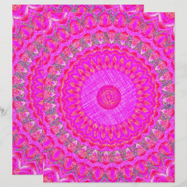 Papel de Scrapbook Kaleidoscópio Rosa Página 2 Lad (Frente/Verso)