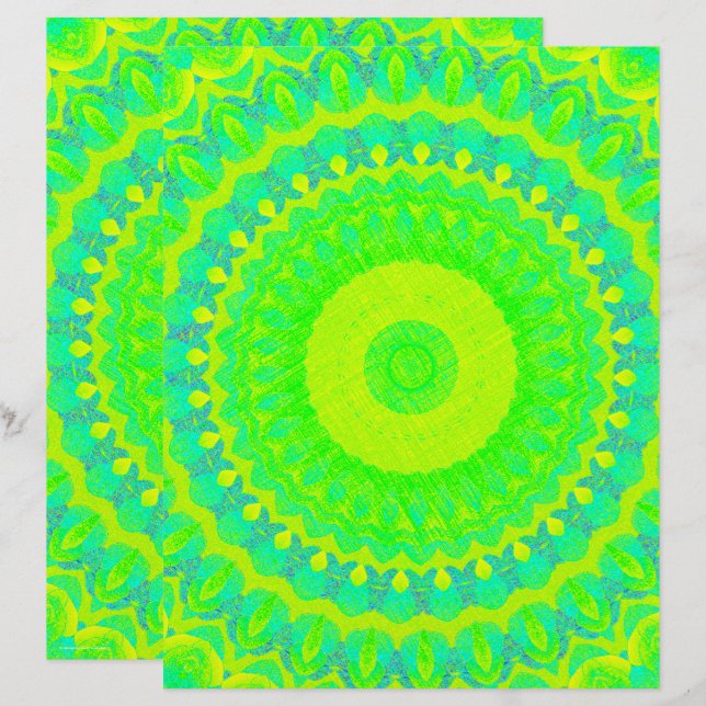 Papel de Scrapbook Kaleidoscópio Verde Página 2 La (Frente/Verso)