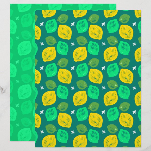 Papel de Scrapbook Limão Lima (Frente/Verso)