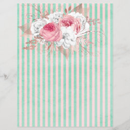 Papel de Scrapbook Listras Buquê Rosa